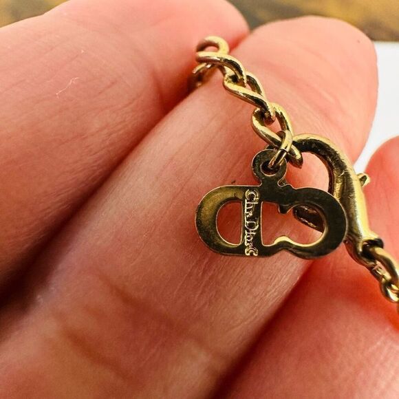 Dior CD Logo Faux Pearl Pendant Necklace Gold Tone - Picture 6 of 8